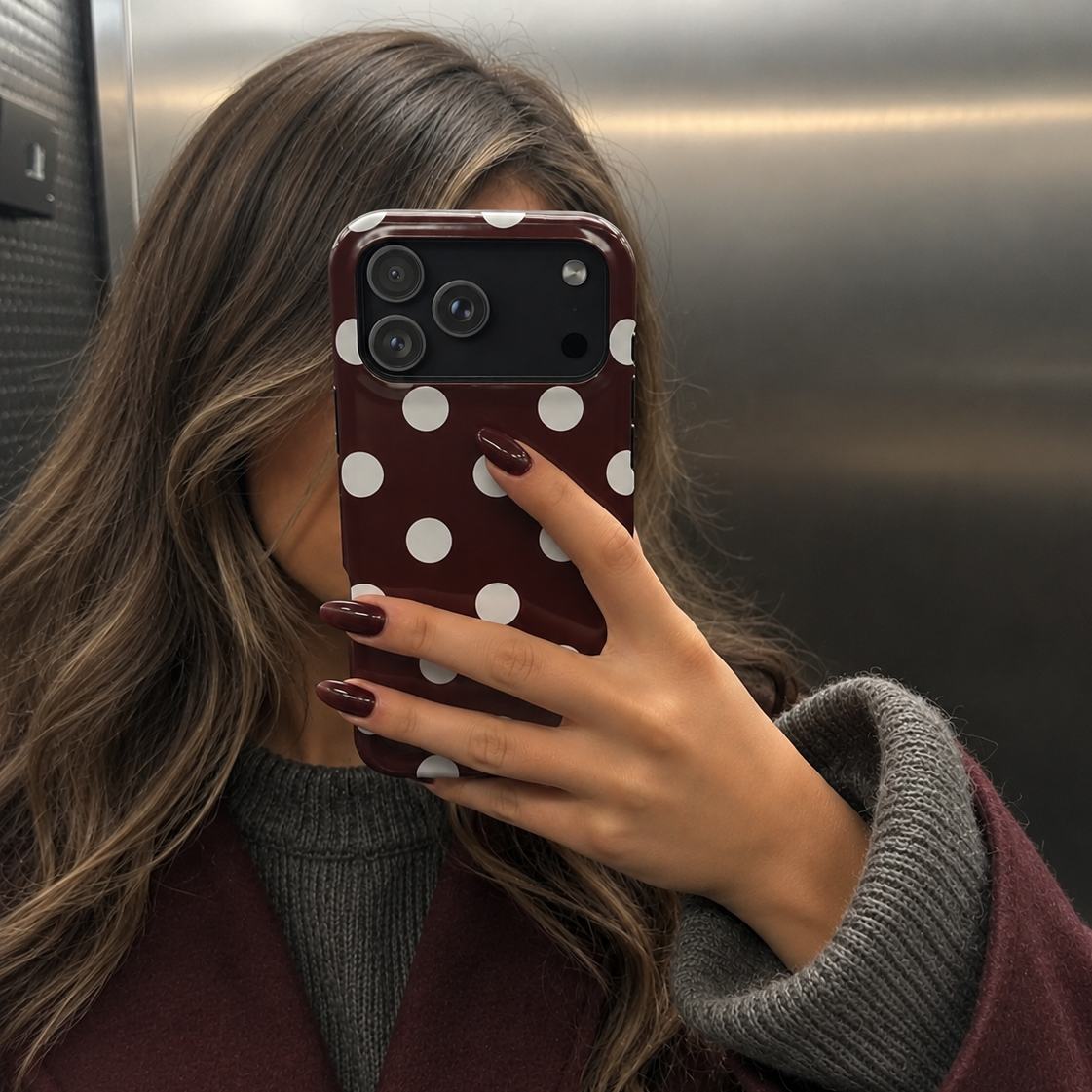 brown polka dot phone case